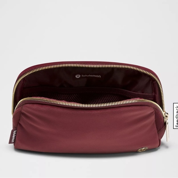 🍷LULULEMON Everywhere Belt Bag 1L Plush Wine Berry Velour With Gold Accents - Picture 6 of 6